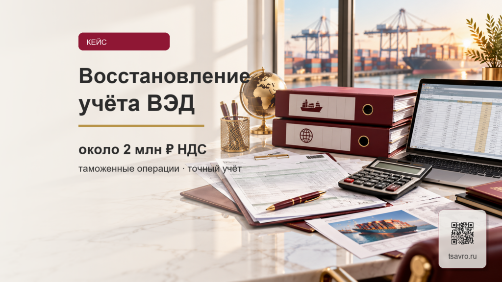 Восстановление учёта ВЭД и возмещение около 2 млн рублей НДС