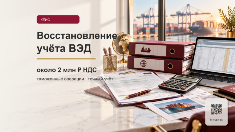 Восстановление учёта ВЭД и возмещение около 2 млн рублей НДС